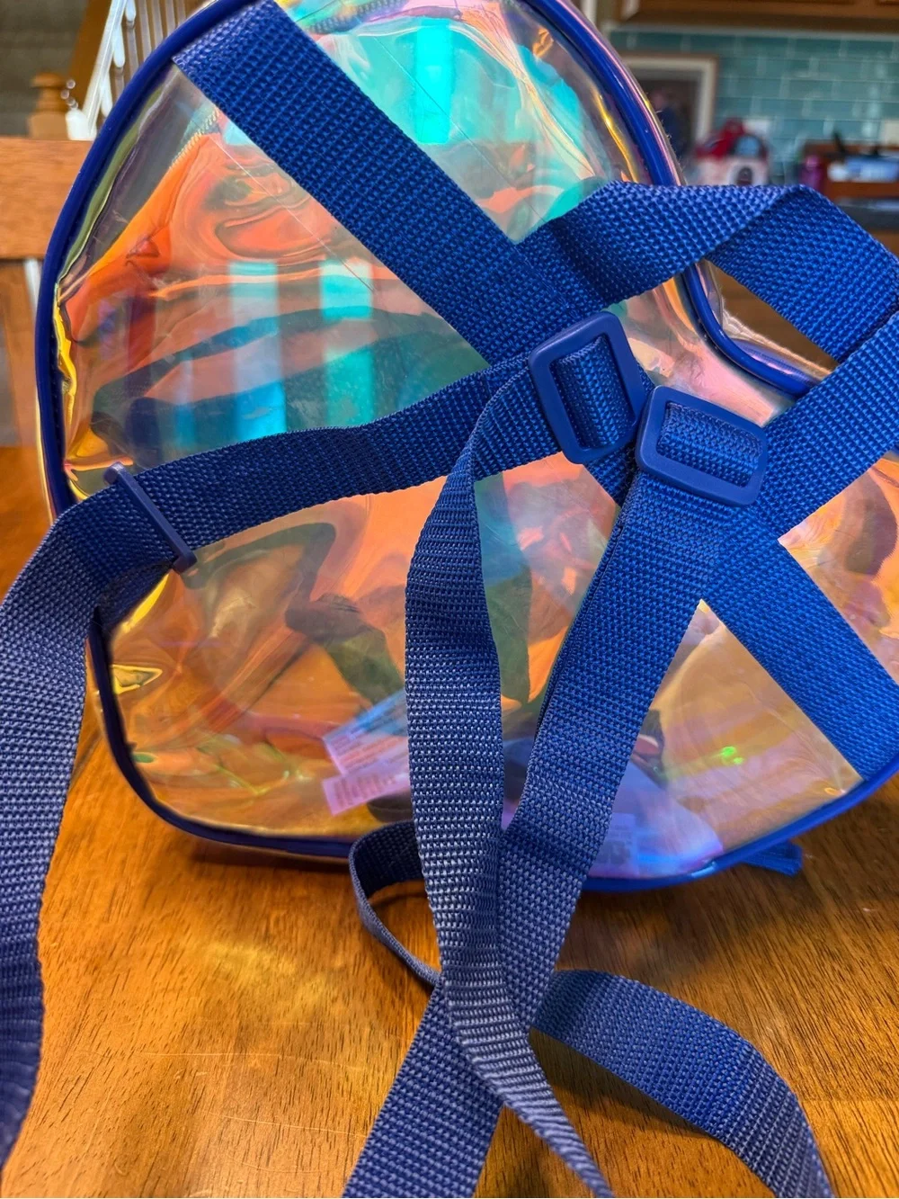 Disney Iridescent Heart Backpack with Blue Trim